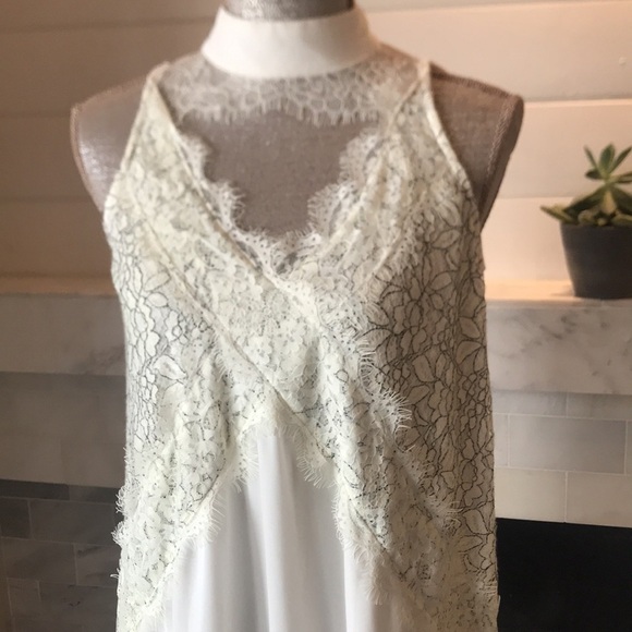 Boohoo High Neck Lace Front Swing Dress 8 NWT - Picture 3 of 16